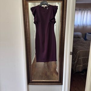 Tommy Hilfiger Plum Ruffle Sleeve Midi Dress